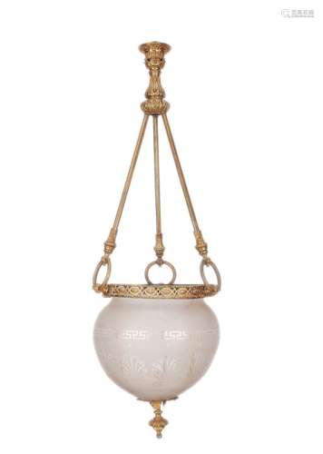 A 19th century French pendant gilt-bronze hanging light