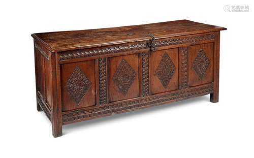 A Charles II oak chest