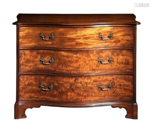 A George III mahogany serpentine chest attributed to Thomas ...