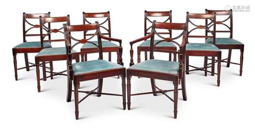 A set of eight Regency mahogany dining chairs including a pa...