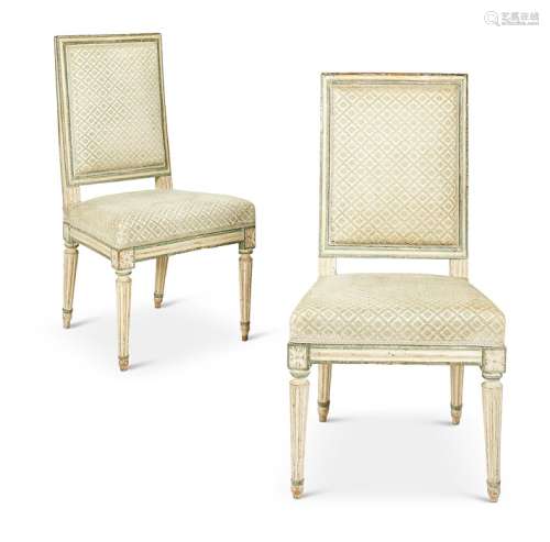 A pair of Louis XVI cream and gilt chaises by Jean-Baptiste ...