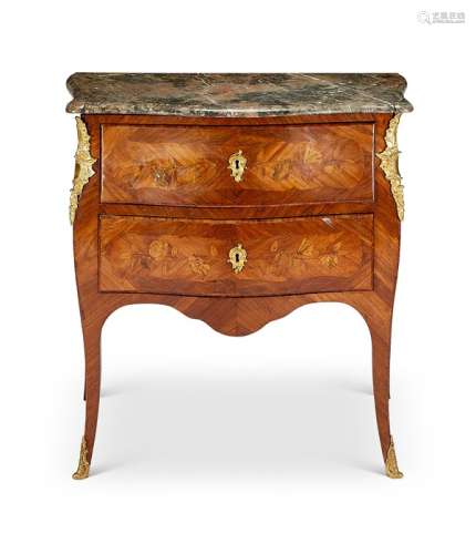 A Louis XV kingwood, tulipwood and sycamore marquetry petit ...