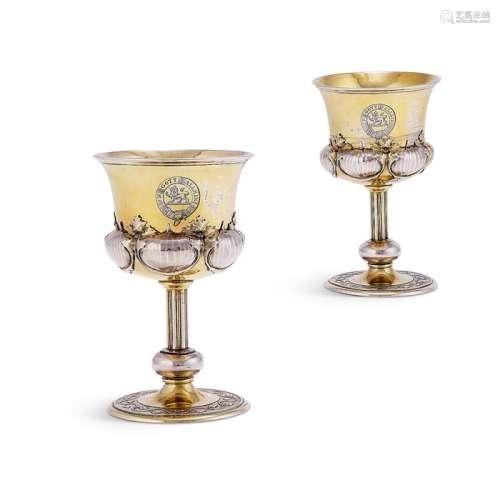 An unusual pair of William IV parcel-gilt silver goblets by ...