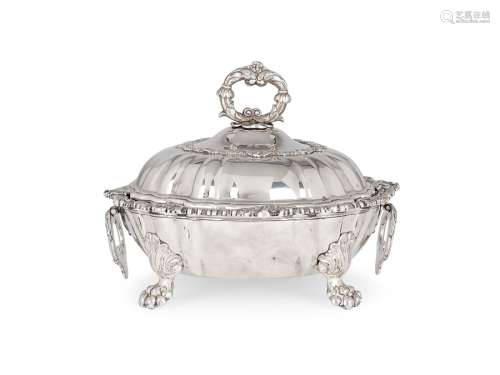 A George IV silver vegetable dish and cover by Sebastian Cre...