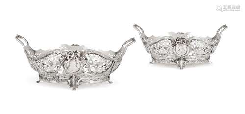 A large pair of Dutch silver fruit baskets in 18th century s...