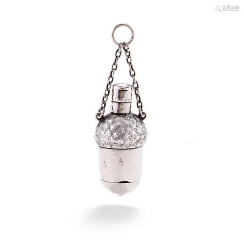 A Victorian silver novelty combination scent bottle and vina...