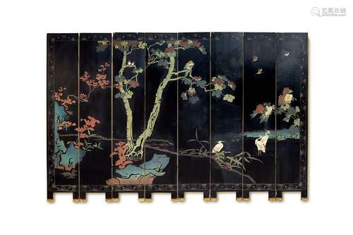 A late 19th century Chinese black and polychrome coromandel ...