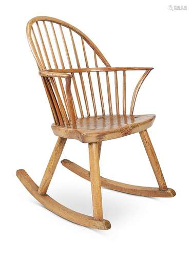 A George III ash hoop-back Windsor rocking chair, circa 1780