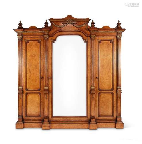 A fine Victorian burr walnut and marquetry wardrobe attribut...