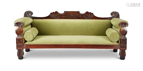 A Regency rosewood carved sofa after a design by John Taylor