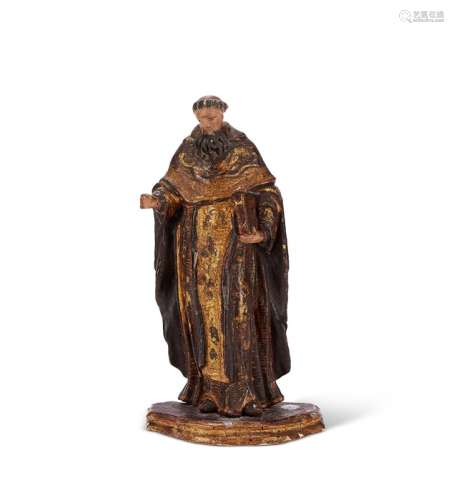 An 18th century polychrome and parcel gilt figure of a saint...