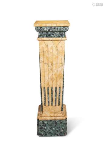 A verde antico and siena faux marble pedestal