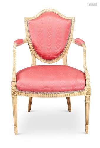 A George III cream painted open armchair