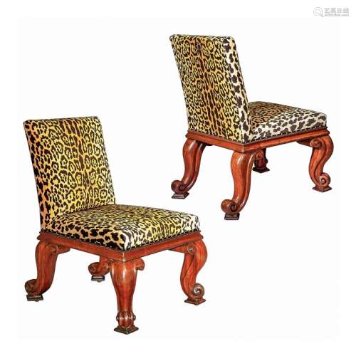 A pair of George IV mahogany boldly carved side chairs by Gi...