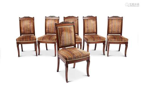 A set of six Empire carved mahogany chaises