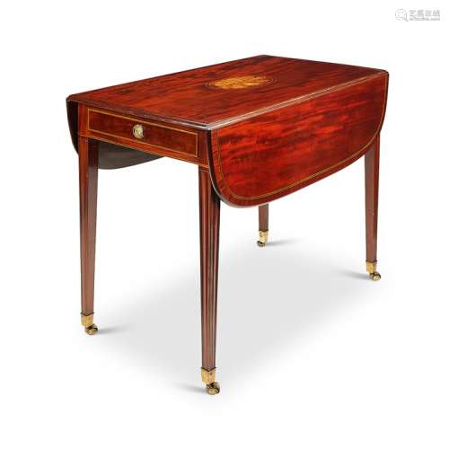 A George III mahogany and sycamore marquetry pembroke table