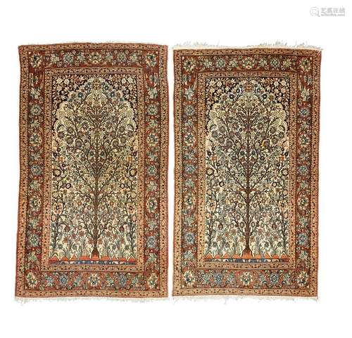 A pair of Isfahan Tree of Life rugs, Central Persia, circa 1...