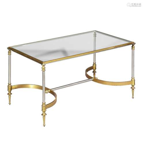 A small mid 20th century Jansen style gilt brass low table