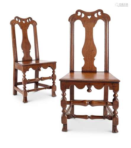 A pair of Queen Anne oak side chairs, Welsh