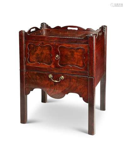 A George III mahogany gentleman's bedside commode