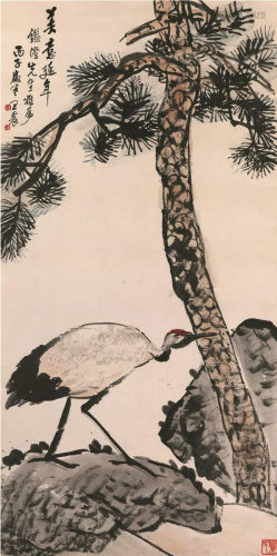 Crane painting by Wang Zhen