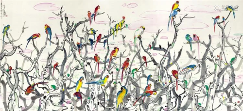 Parrot painting by Wu Guan Zhong