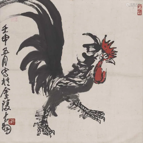 Chinese chicken painting by Chen Da Yu