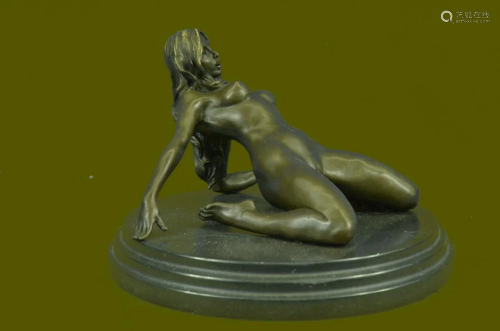 POPULAR BRONZE SCULPTURE NUDE GIRL FRENCH STATUE SIGNED
