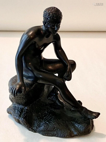 Vintage Small Cast Bronze Sculpture of a Seated Nude