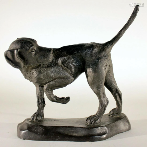 Vintage Bronze Dog Sculpture, Curious Lab