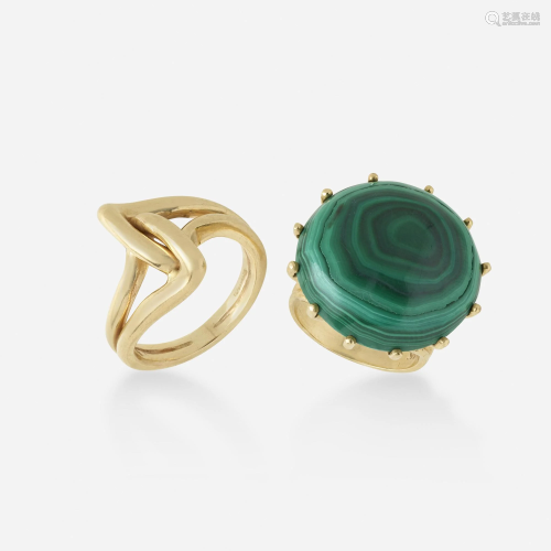 Tiffany & Co., Gold ring with malachite ring