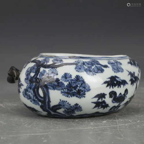 Ming dynasty Xuan De blue glaze love shaped washer pot