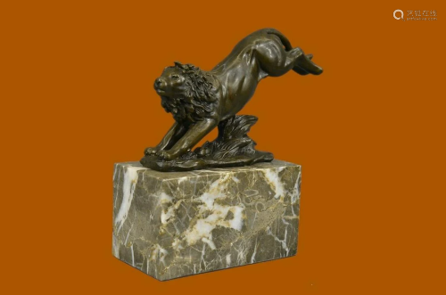 Hot Cast Jumping Lion by Barye French Animal Artist