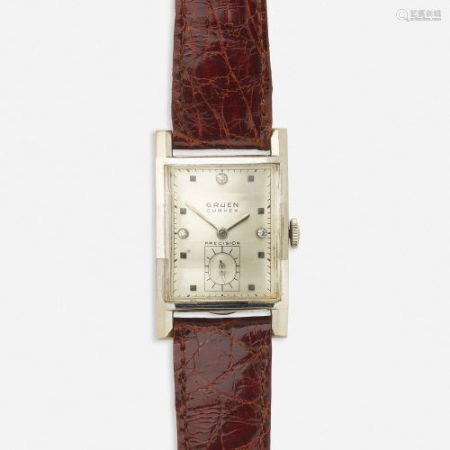 Gruen, 'Curvex' white gold wristwatch