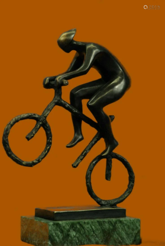 Vintage-Large-Contemporary-Bronze-Cyclist-Sculpture