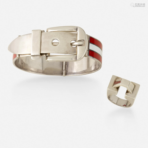 Gucci and Tiffany & Co., Enamel bracelet and ring