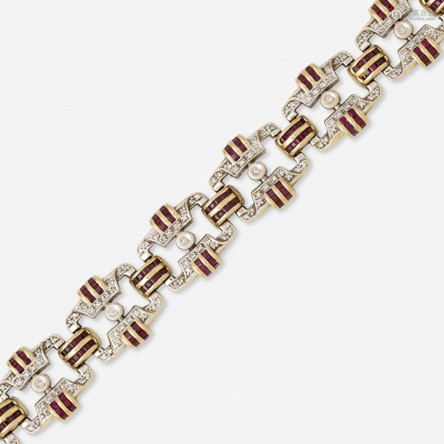 Ruby, diamond, and gold bracelet