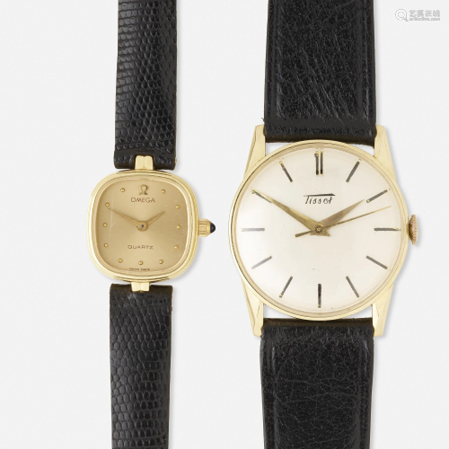 Omega and Tissot, Two wristwatches