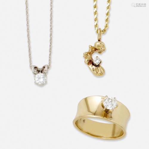Group of diamond and gold jewelry