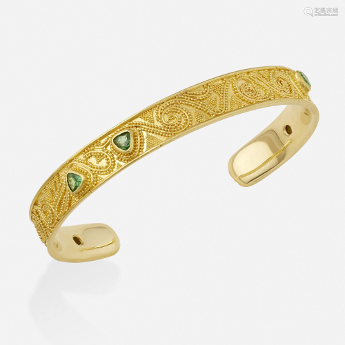 Gold and garnet cuff bracelet