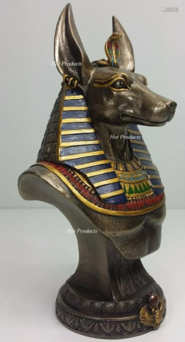 Egyptian Anubis Jackal Bust on Plinth Statue Sculpture