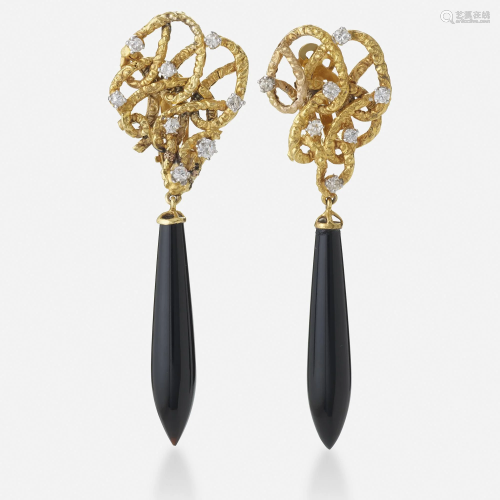 Black onyx and diamond earrings
