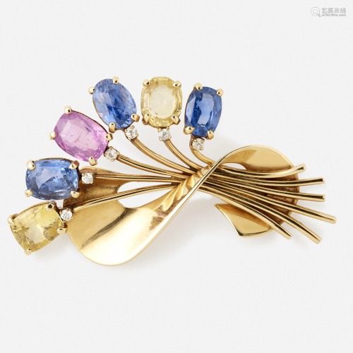 Raymond C. Yard, Multi-colored sapphire and gold brooch