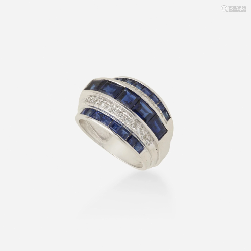 Diamond and sapphire band ring
