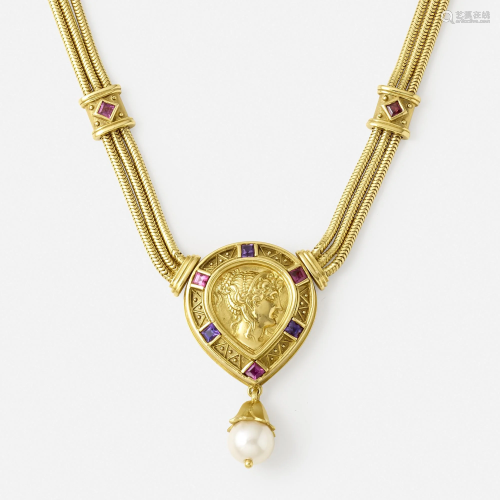 SeidenGang, Amethyst, garnet necklace