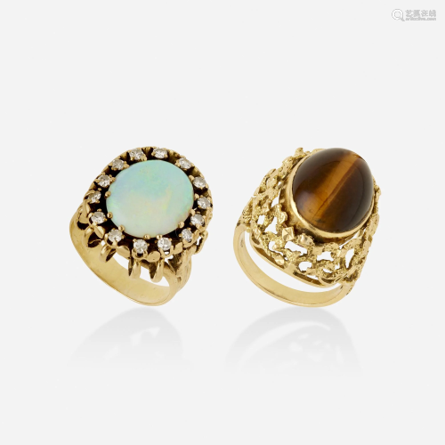 Two gold and gem-set rings