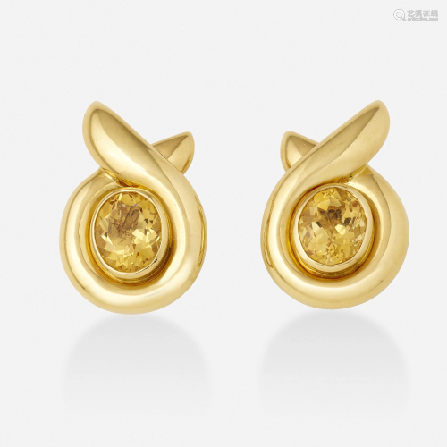 Gold and citrine earrings