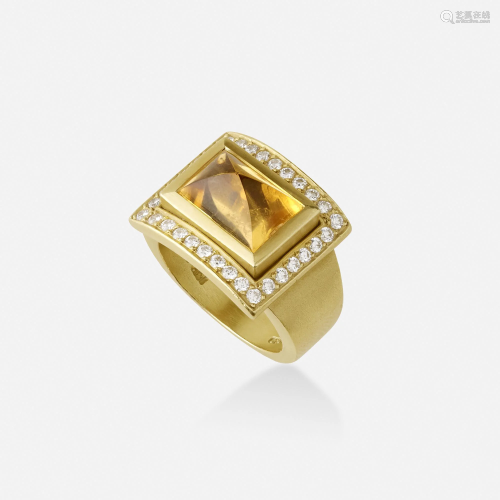 Barry Kieselstein-Cord, Citrine, diamond, and gold ring