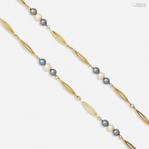 Gold and cultured pearl necklace