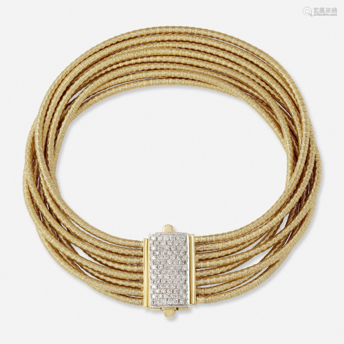 Diamond and gold multi-strand bracelet